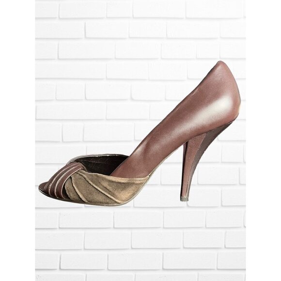 Steve Madden Women's Size 8 Destiny Heel Brown Leather Open Toe Twist Front - Picture 12 of 15